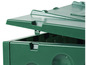 Groene opbergbox met scharnierende deksel.