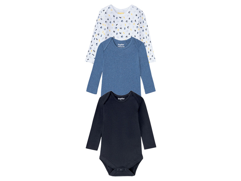 Ga naar volledige schermweergave: lupilu® Set van 3 biokatoenen body's met lange mouwen - afbeelding 2