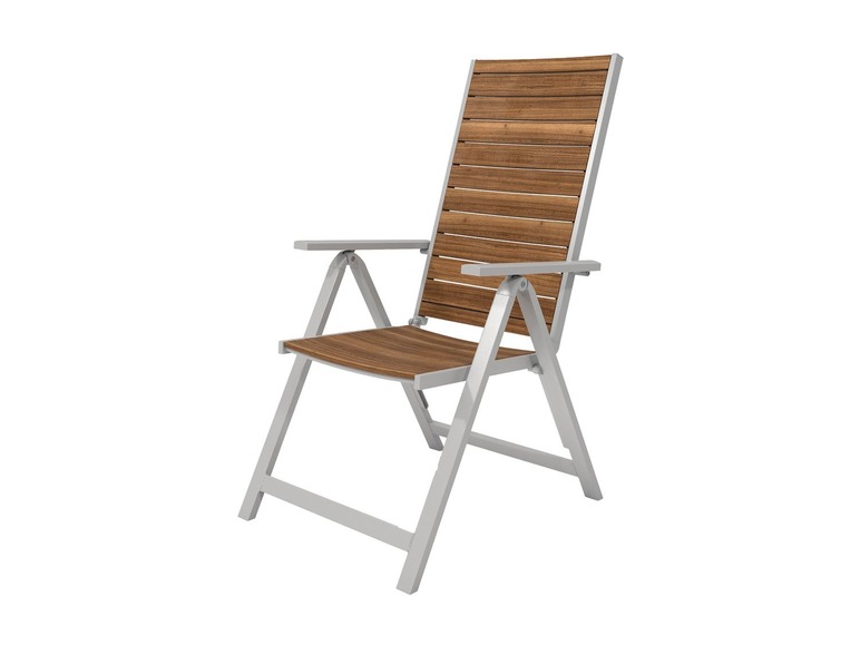 Aller en mode plein écran florabest Chaise de jardin en aluminium, assise et dossier en bois - Photo 1