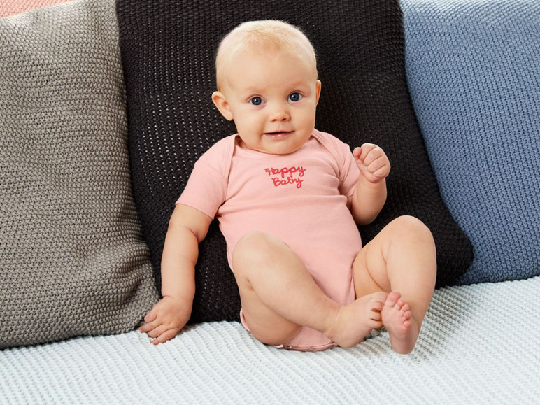 Aller en mode plein écran lupilu® Set de 2 bodies bébé en pur coton avec manches courtes - Photo 3