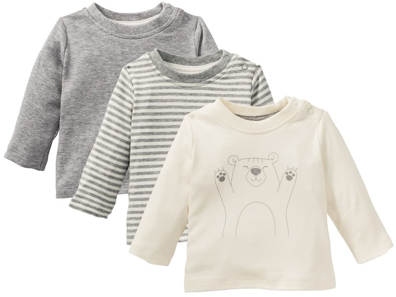 Ga naar volledige schermweergave: lupilu® Set van 3 T-shirts met lange mouwen voor baby's - afbeelding 1