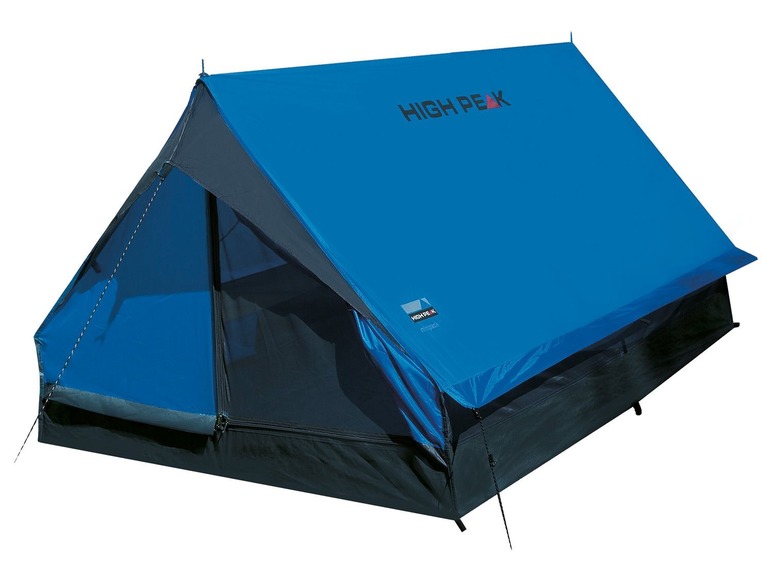 Une tente High Peak bleue pour le camping.