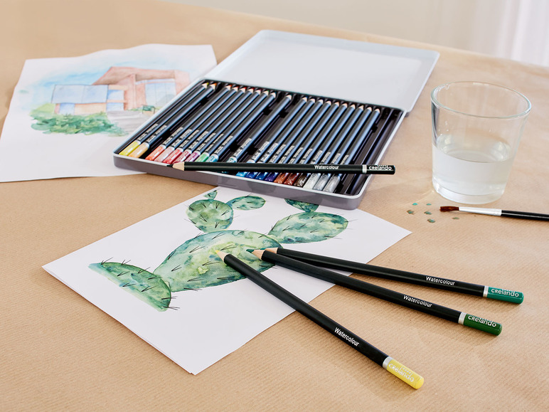 Aller en mode plein écran crelando Set de crayons de couleur aquarelle, 25 pièces - Photo 4