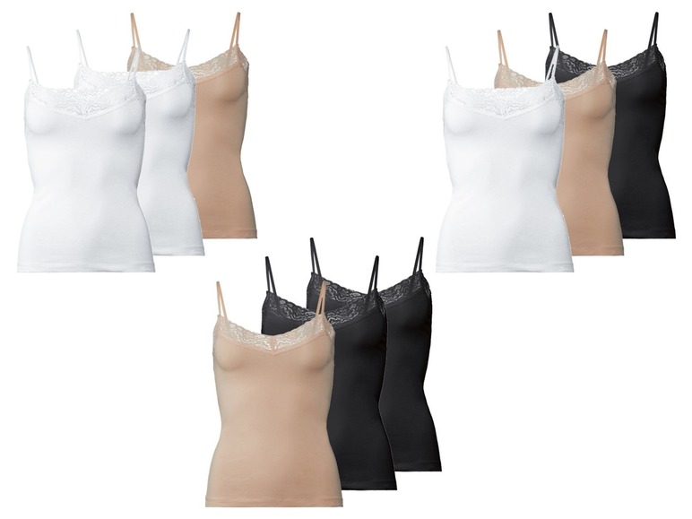 Ga naar volledige schermweergave: ESMARA® Lingerie Set van 3 spaghettitops van een biokatoenmix - afbeelding 1