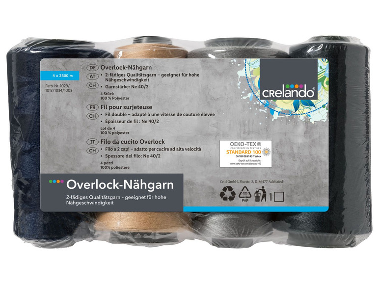 Ga naar volledige schermweergave: crelando® Overlocknaaigaren, set van 4 - afbeelding 2