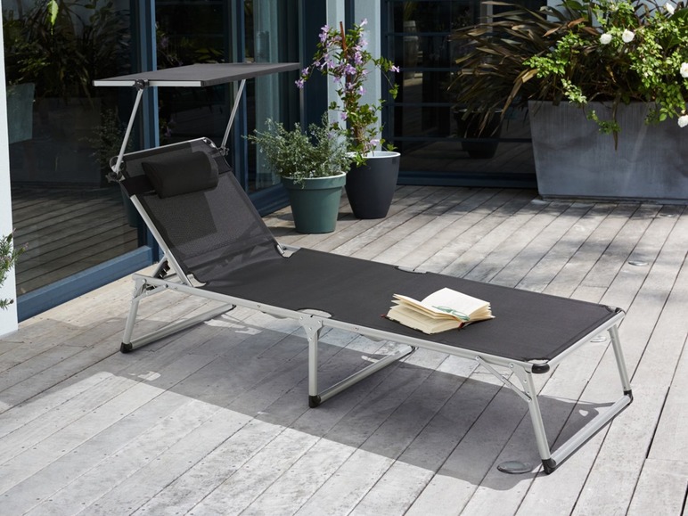 Aller en mode plein écran florabest Chaise longue en aluminium, pliable, pare-soleil - Photo 2