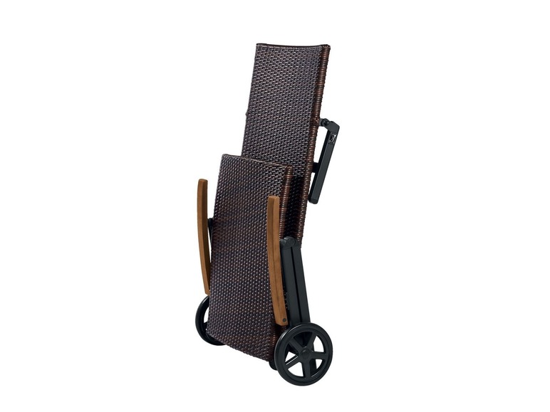 Aller en mode plein écran florabest Chaise longue en osier, pliante, roues - Photo 4