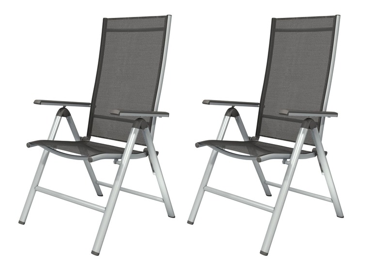 Aller en mode plein écran florabest Set de 2 chaises de jardin en aluminium, pliable - Photo 1