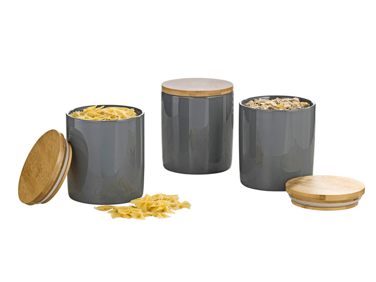 Aller en mode plein écran Esmeyer Set de 3 pots en porcelaine avec couvercle en bambou - Photo 20