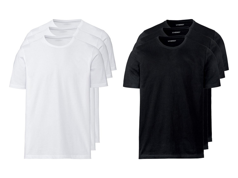 Aller en mode plein écran LIVERGY® T-shirts pour hommes, set de 3, pur coton - Photo 1