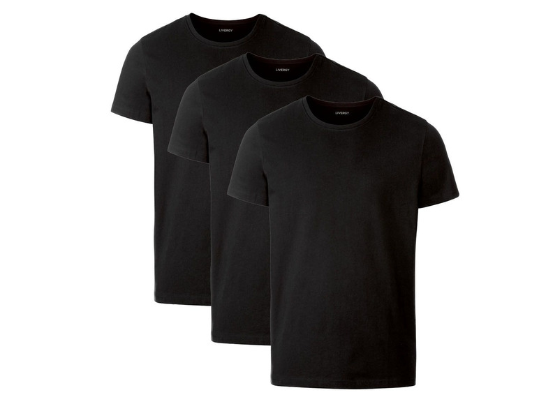 Aller en mode plein écran LIVERGY® Set de 3 T-shirts en coton avec col rond - Photo 2