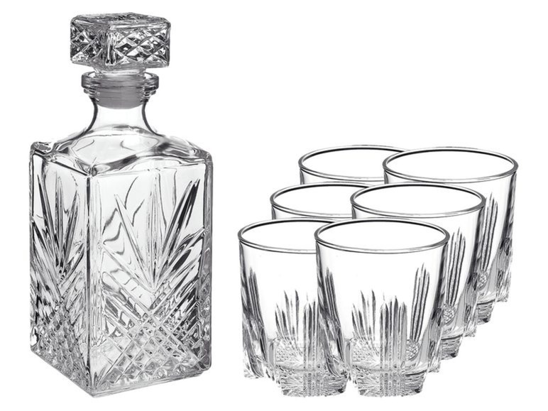 Ga naar volledige schermweergave: BORMIOLI ROCCO Whiskykaraf met 6 glazen - afbeelding 1