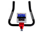 Een close-up van het stuur en het display van een Christopeit hometrainer.
