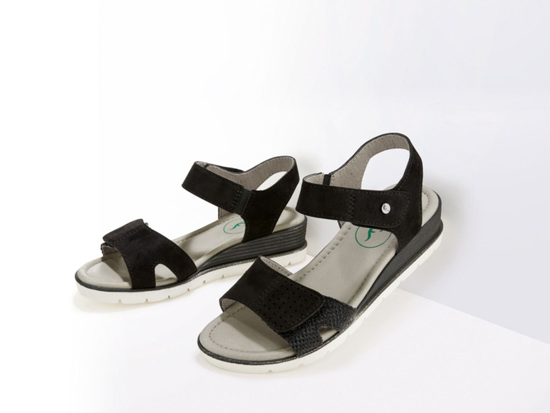 Aller en mode plein écran esmara® Sandales confort pour femmes, semelle Footflexx, textile, cuir, TPR - Photo 18