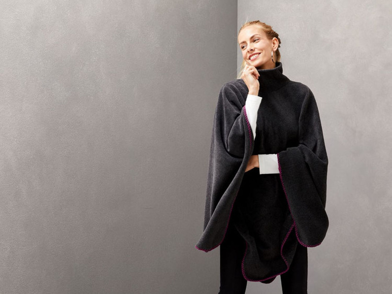 Ga naar volledige schermweergave: esmara® Fleece poncho voor dames, polyester - afbeelding 6