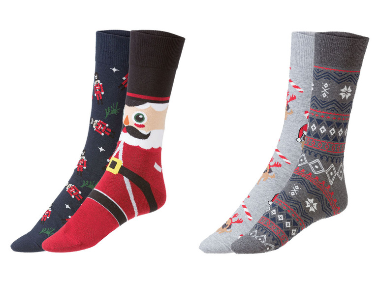 Aller en mode plein écran LIVERGY® Set de 2 paires de chaussettes de Noël en un mélange de coton - Photo 1
