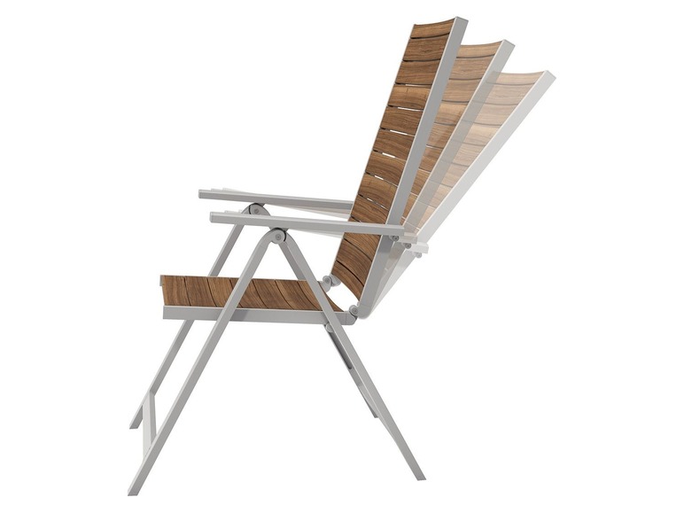Aller en mode plein écran florabest Chaise de jardin en aluminium, assise et dossier en bois - Photo 3