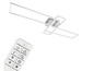 Een moderne LED-plafondlamp met een afstandsbediening.