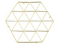 Un dessous de plat hexagonal doré avec un motif géométrique.