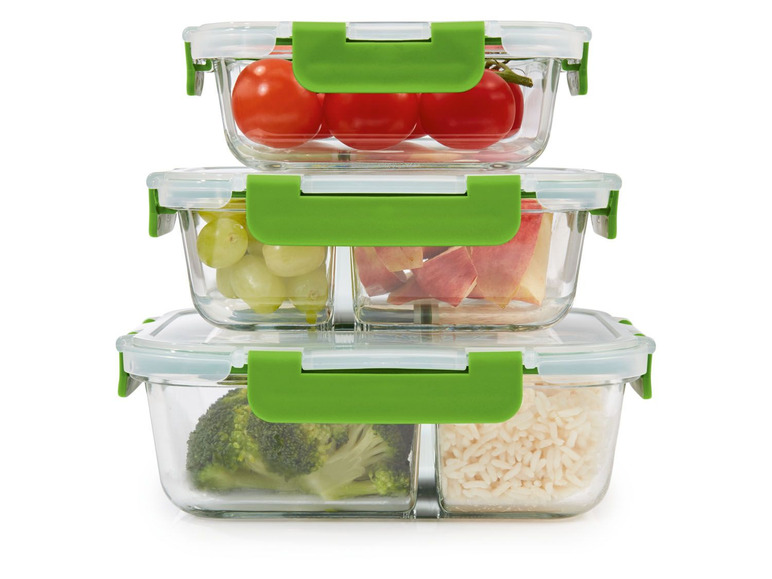 Ga naar volledige schermweergave: ERNESTO® Set van 3 glazen lunchboxen - afbeelding 9