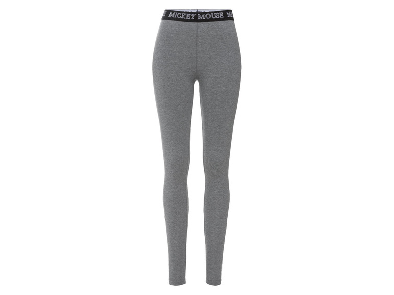 Leggings grises avec un imprimé Mickey Mouse.