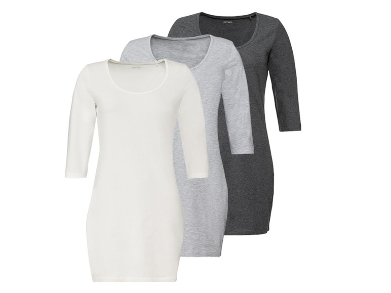 Aller en mode plein écran esmara® Set de 3 longs T-shirts en coton bio - Photo 9