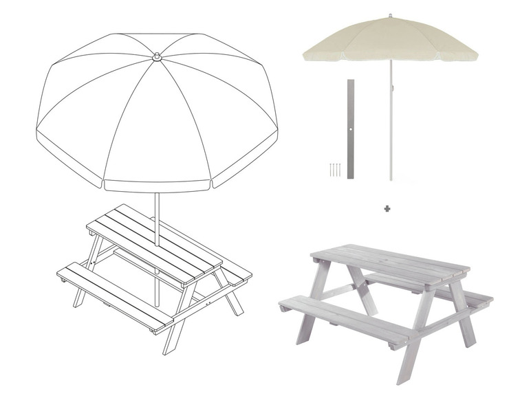 Ga naar volledige schermweergave: roba Picknicktafel voor kinderen, met parasol - afbeelding 5