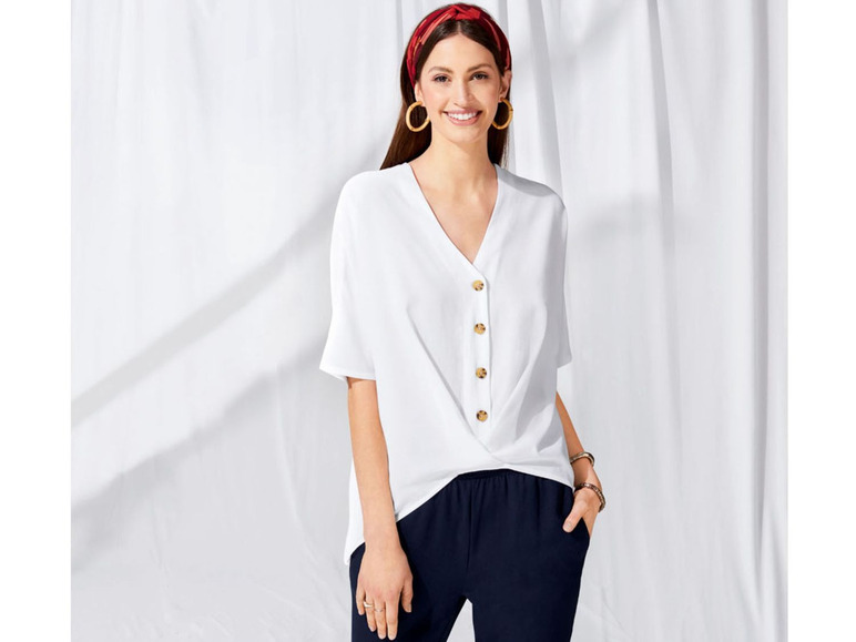 Ga naar volledige schermweergave: ESMARA® Blouse voor dames, linnen look, polyester - afbeelding 3