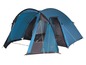 Een blauwe tent van High Peak, geschikt voor kamperen.