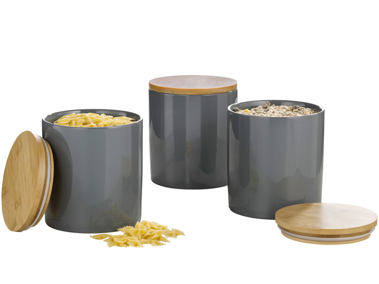 Aller en mode plein écran Esmeyer Set de 3 pots en porcelaine avec couvercle en bambou - Photo 22