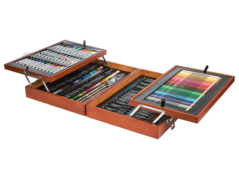 Ga naar volledige schermweergave: crelando® Houten tekenkoffer - afbeelding 1
