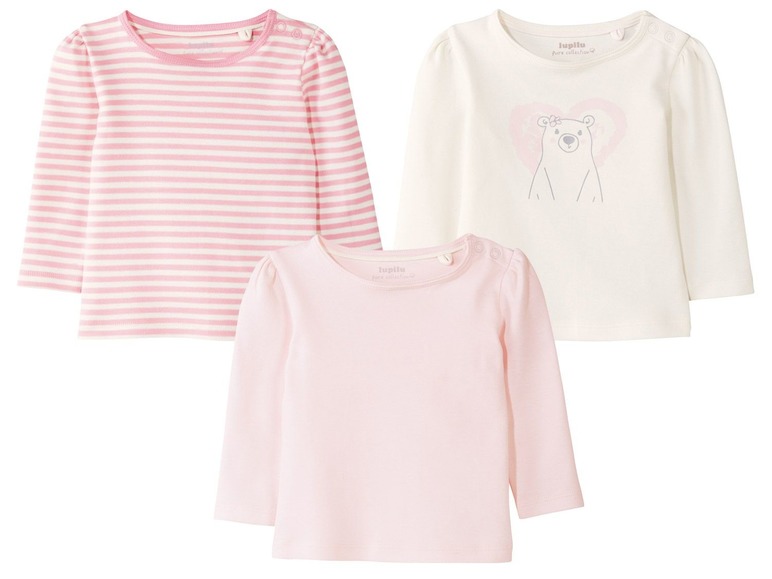 Ga naar volledige schermweergave: lupilu® Set van 3 T-shirts met lange mouwen voor baby's - afbeelding 1