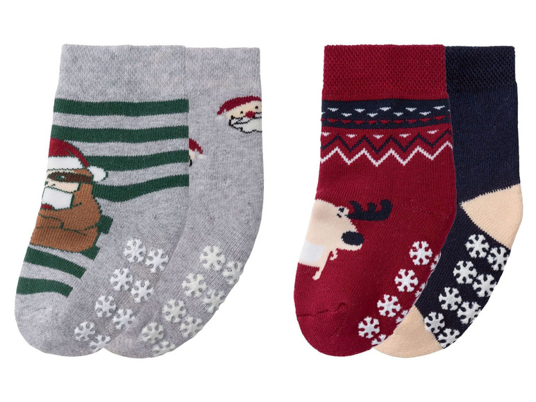 Aller en mode plein écran lupilu® Chaussettes de Noël pour enfants, 2 paires, coton, polyamide et élasthanne - Photo 1