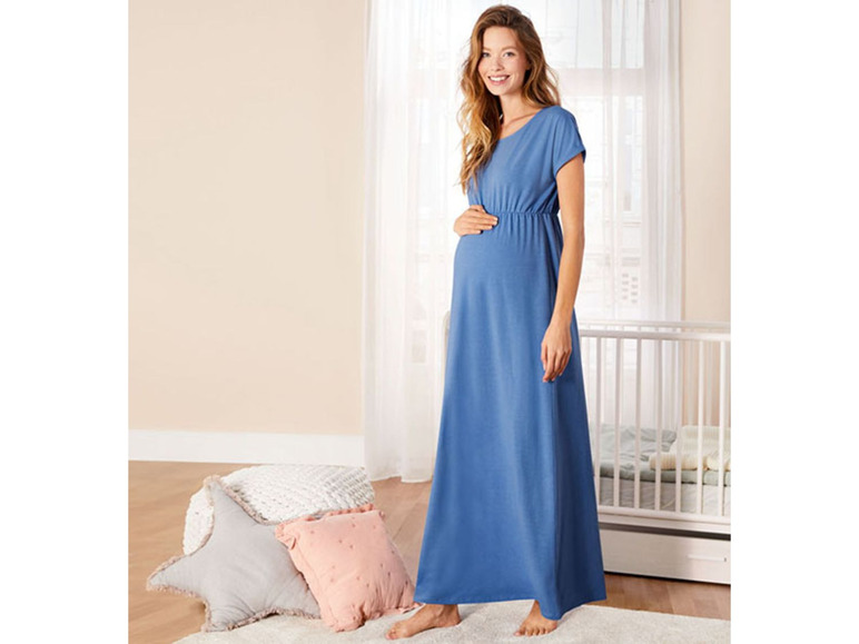 Ga naar volledige schermweergave: ESMARA® Zwangerschaps-maxi-jurk van een katoenmix met elastiek in de taille - afbeelding 6