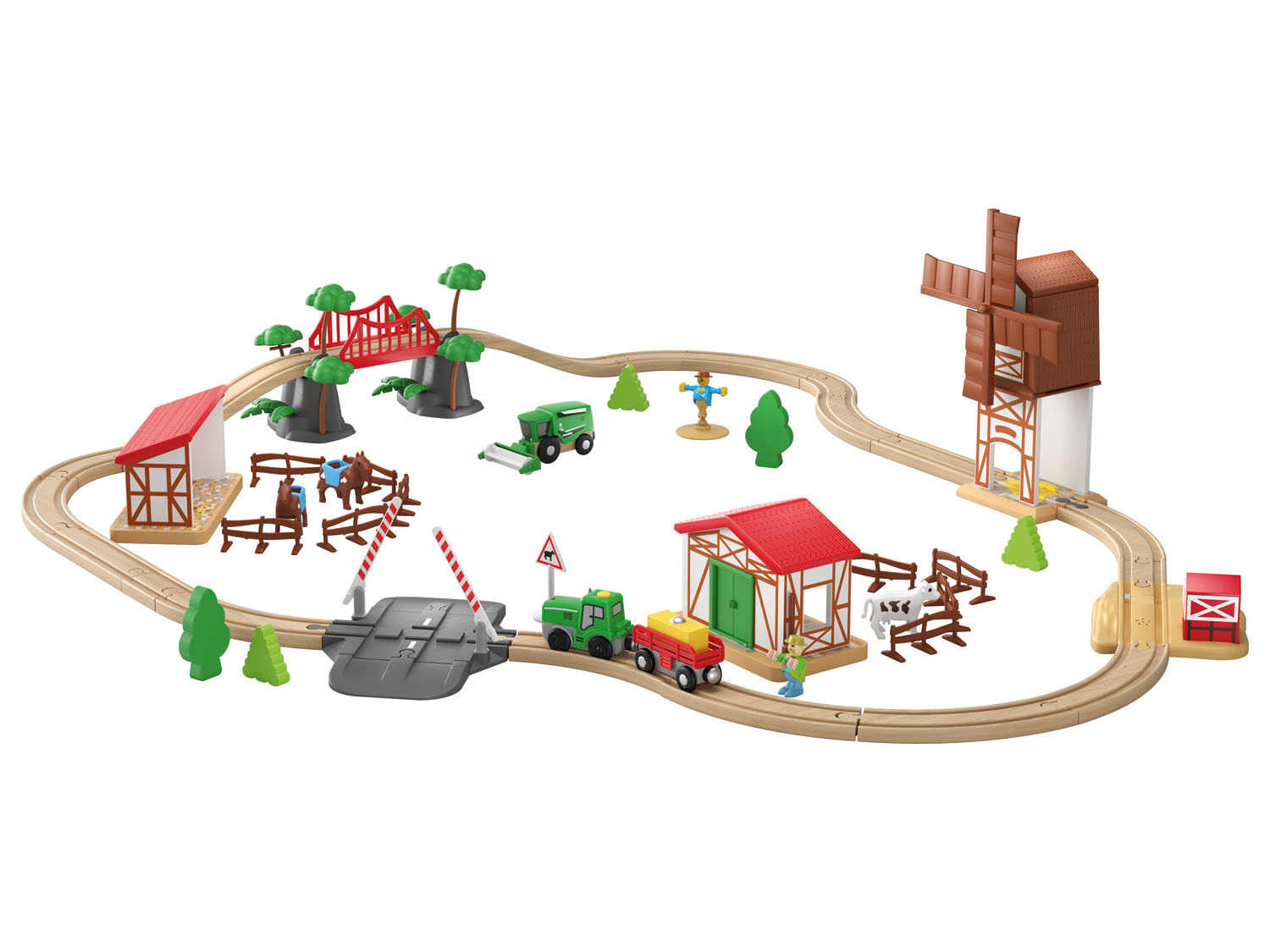 Playtive Chemin de fer en bois ferme ou jungle