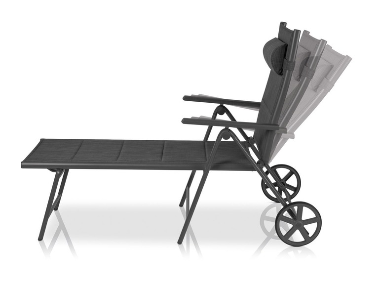 Aller en mode plein écran florabest Chaise longue en aluminium, pliable, roues - Photo 2