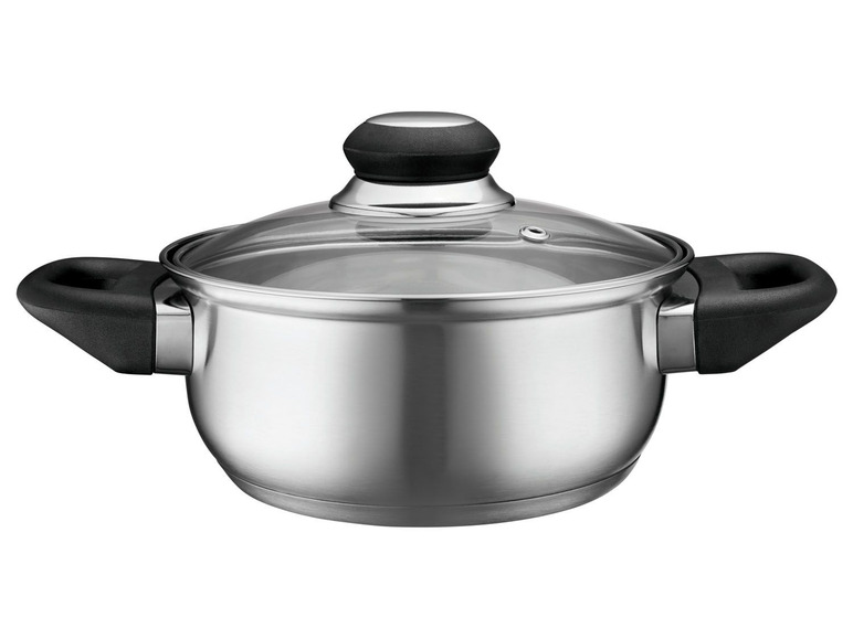 Aller en mode plein écran ERNESTO® Casseroles, set de 3, couvercle en verre avec évacuation de la vapeur - Photo 4