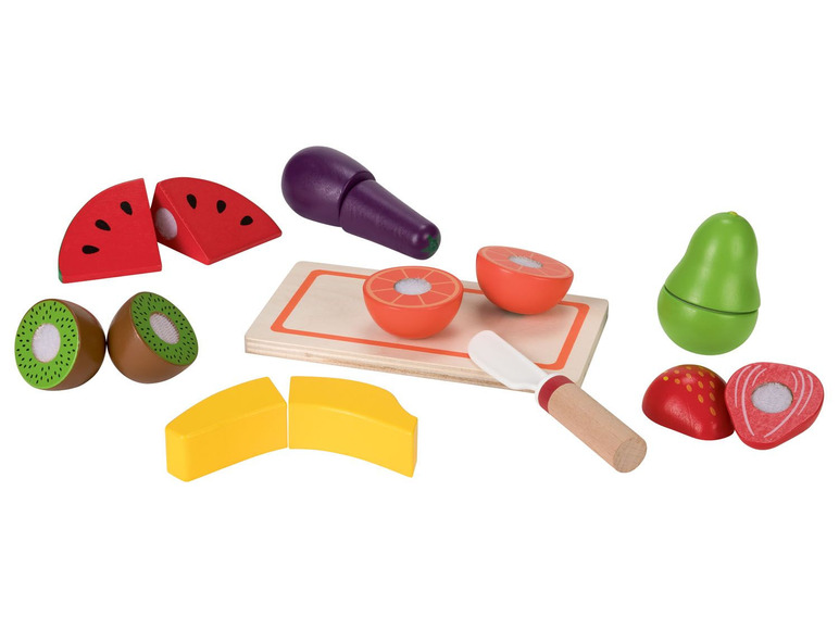 Aller en mode plein écran Playtive Set de fruits en bois, 14 pièces, avec velcro - Photo 1