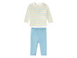 Un t-shirt rayé et un legging bleu pour bébé.