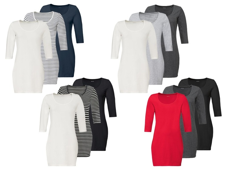 Aller en mode plein écran esmara® Set de 3 longs T-shirts en coton bio - Photo 1
