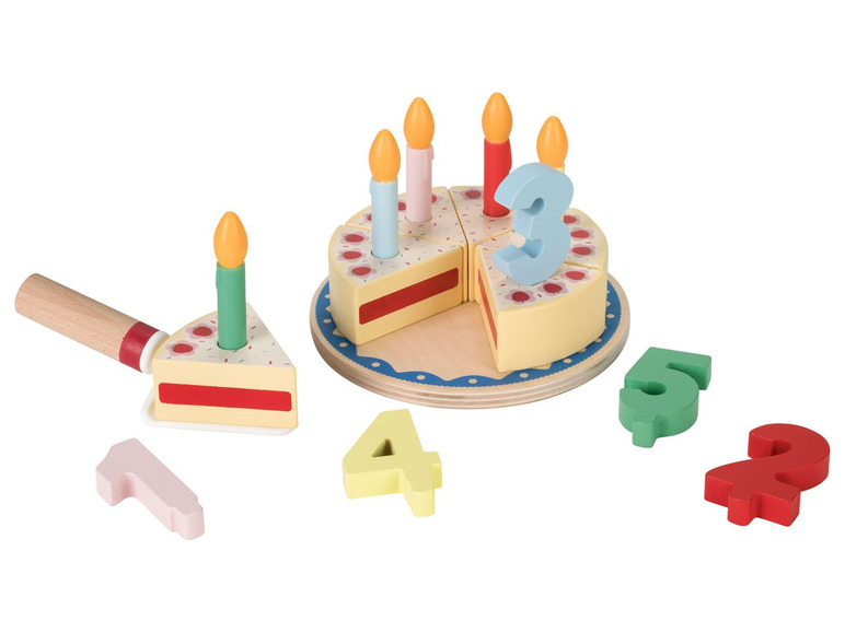 Ga naar volledige schermweergave: Playtive Houten verjaardagstaart, 18-delig, met taartschep - afbeelding 1