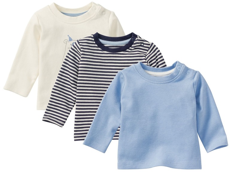 Ga naar volledige schermweergave: lupilu® Set van 3 T-shirts met lange mouwen voor baby's - afbeelding 1