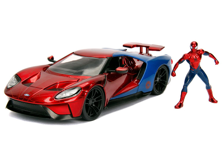 Ga naar volledige schermweergave: DICKIE Marvel Spiderman Ford GT, incl. figuurtje - afbeelding 1