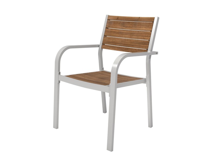 Aller en mode plein écran florabest Chaise empilable en aluminium, assise et dossier en bois - Photo 1