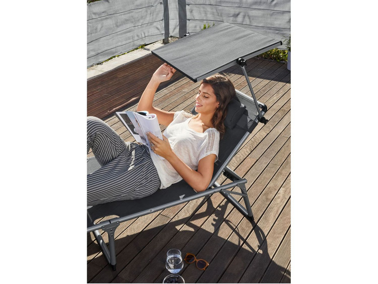 Aller en mode plein écran florabest Chaise longue en aluminium avec pare-soleil, pliable - Photo 5