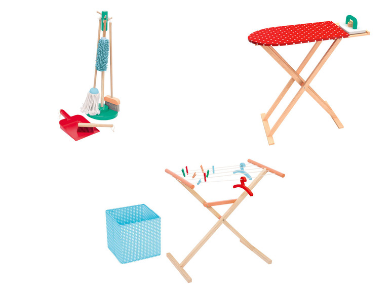 Aller en mode plein écran Playtive Set de ménage, planche à repasser ou étendoir à linge en bois - Photo 1