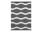 Un store enrouleur gris avec un motif de vagues blanches.