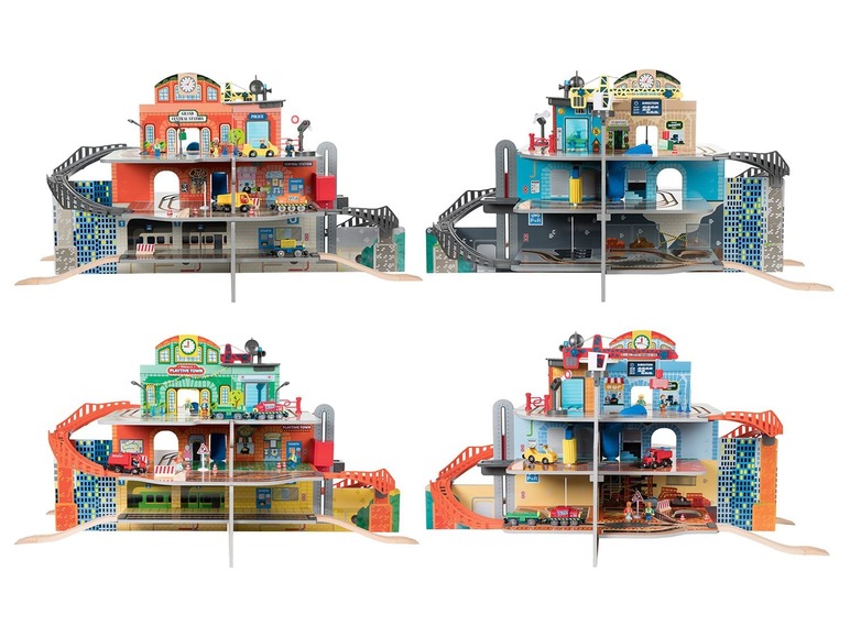 Ga naar volledige schermweergave: Playtive JUNIOR Houten treinstationset XXL - afbeelding 1