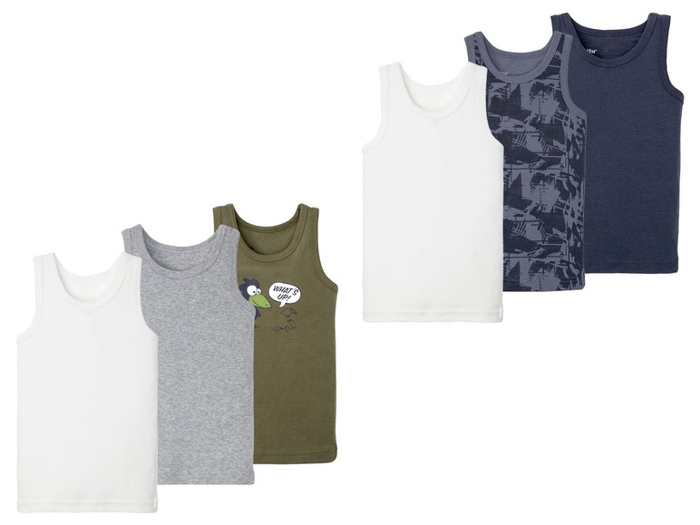 Ga naar volledige schermweergave: lupilu® Onderhemden voor jongens, set van 3, mouwloos, katoen, viscose - afbeelding 1