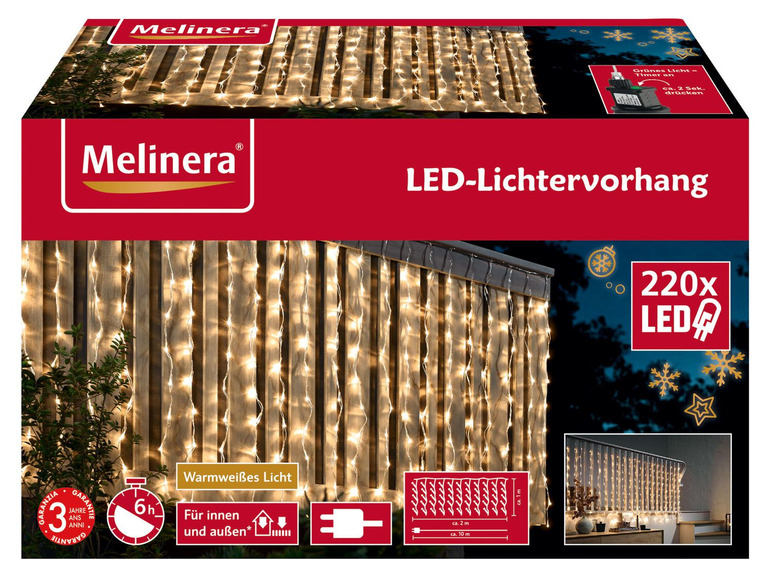 Aller en mode plein écran Melinera Rideau lumineux à LED, 2 x 1 m - Photo 2